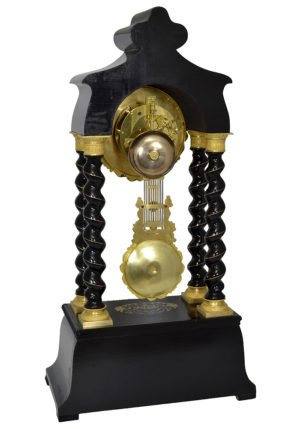 Grande pendule portique en marqueterie XIXème – Image 7