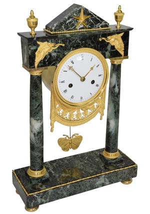 Pendule portique Empire "Temple grec" marbre et bronze doré au mercure – Image 6