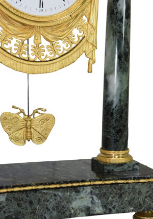 Pendule portique Empire "Temple grec" marbre et bronze doré au mercure – Image 2