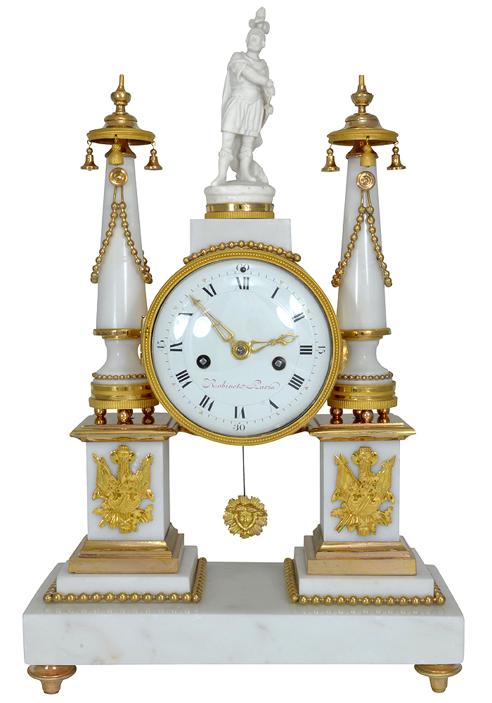 Pendule "Attributs militaire" d'époque Louis XVI signé Robinet à Paris