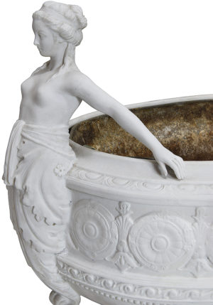 Grande jardinière décor bustes de femmes en biscuit – Image 4