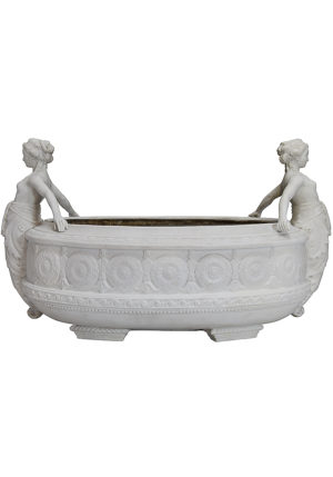 Grande jardinière décor bustes de femmes en biscuit – Image 3