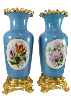 XL Paire de vases en porcelaine de paris XIXème – Image 6