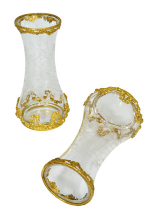 Paire de vases en cristal et bronze doré XIXème – Image 6