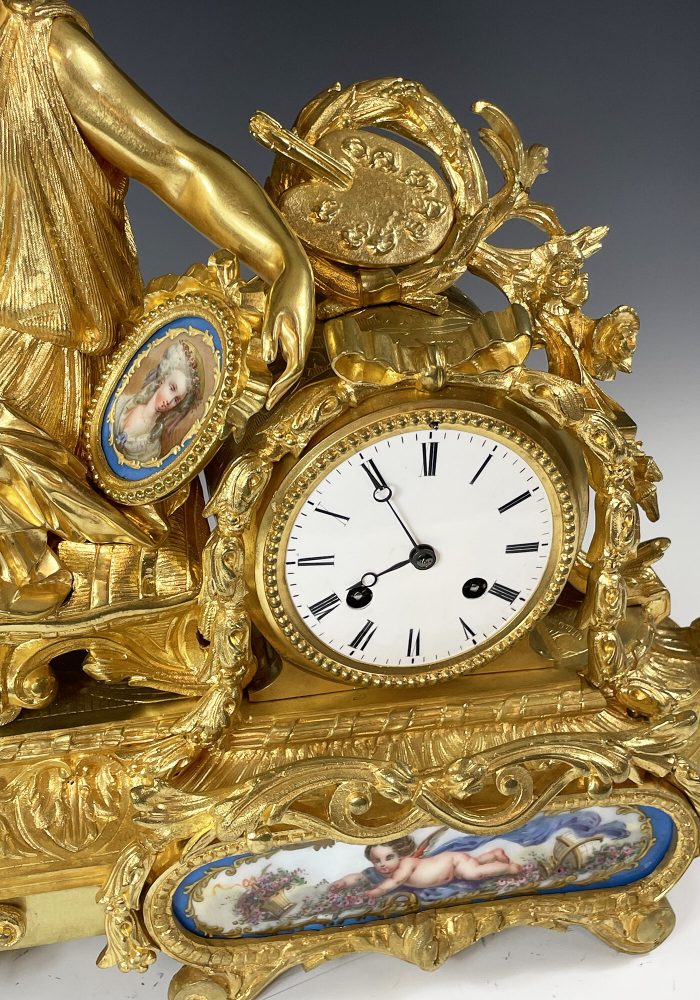 Pendule "Allégorie de la peinture" en bronze doré SCHMOLL PARIS - Image 3