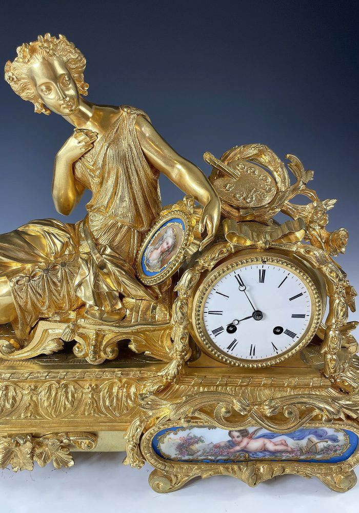 Pendule "Allégorie de la peinture" en bronze doré SCHMOLL PARIS - Image 5