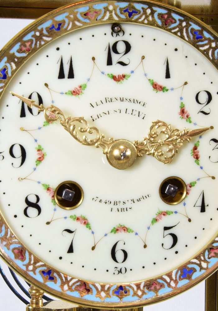 Pendule cage vitrée et bronze cloisonné XIXème - Image 5