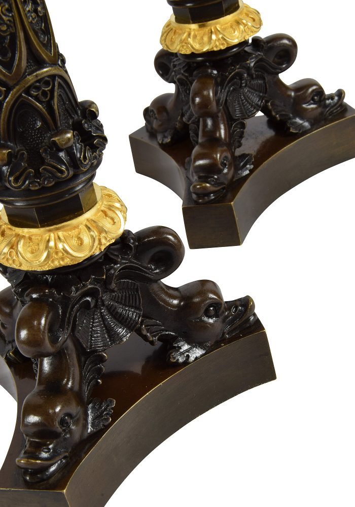 Paire de bougeoirs aux poissons début XIXème – Image 6