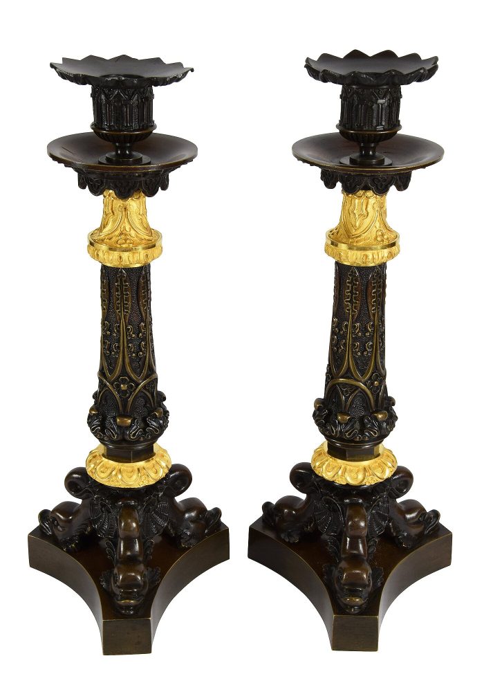 Paire de bougeoirs aux poissons début XIXème – Image 4