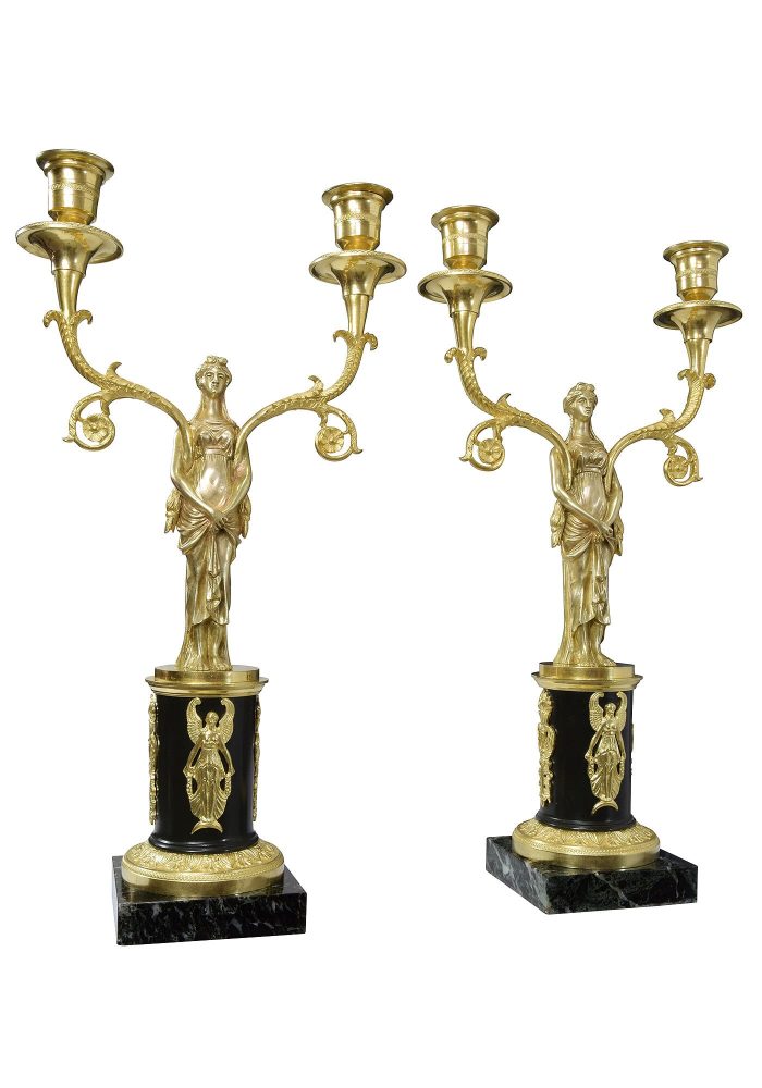 Paire de chandeliers style Consulat XIXème – Image 3