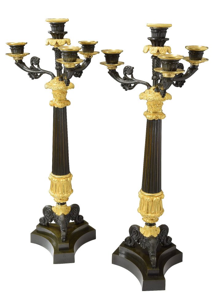 Paire de chandeliers d'époque Restauration vers 1820