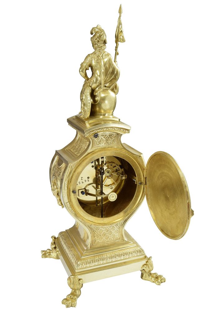 Pendule en bronze doré style Régence Athéna – Image 7