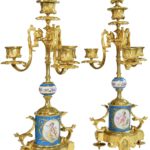 paire de chandelier bronze et porcelaine (4)