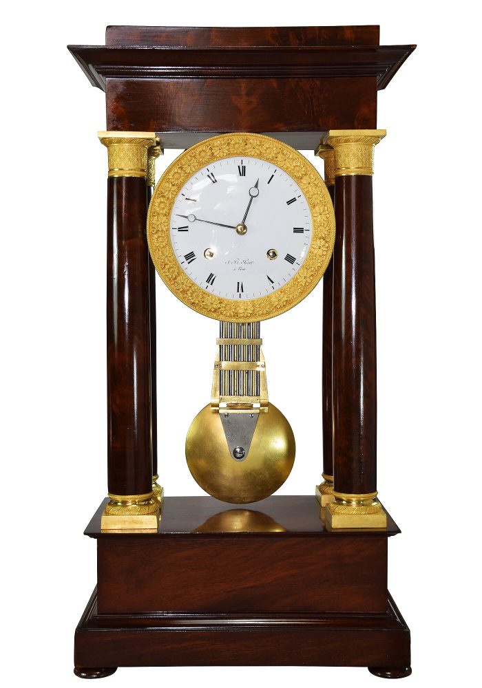 XL Pendule portique acajou L.B PETIT 1815-1840 – Bild 3