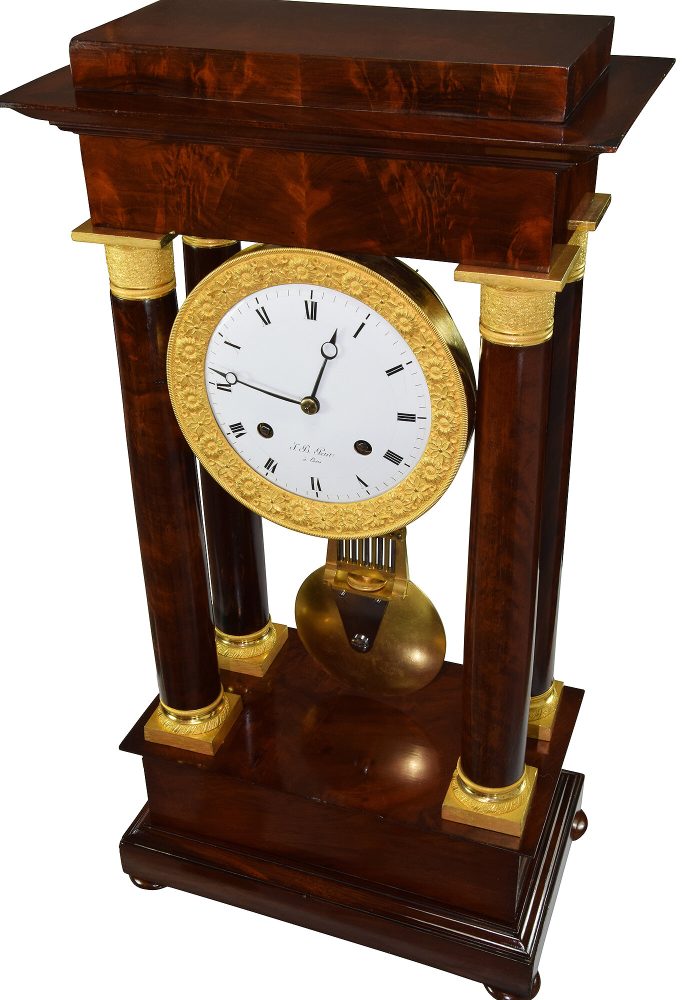XL Pendule portique acajou L.B PETIT 1815-1840 – Bild 5