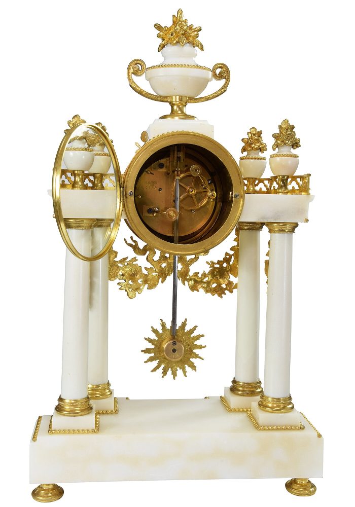 Pendule portique marbre de carrare et bronze doré "Planchon" XIXème - Image 6