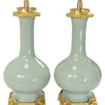 Pair lamp in porcelain Céladon and gilt bronze (2)