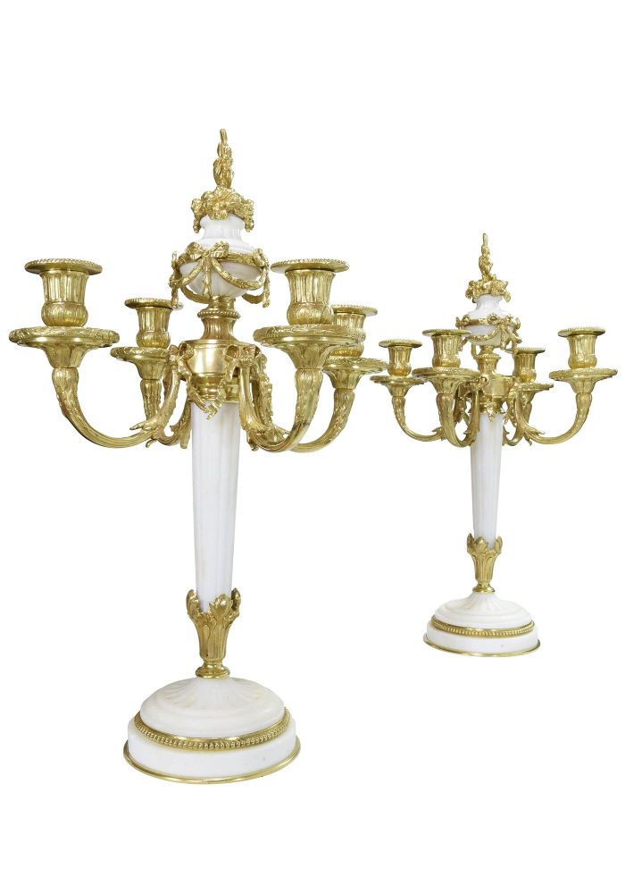Paire de chandeliers style Louis XVI d'époque Napoléon III