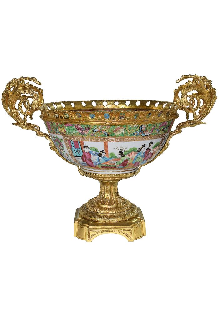 Coupe en porcelaine de Canton et bronze doré XIXème - Image 4