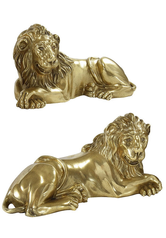 Paire de lions sculpture en bronze doré Napoléon III