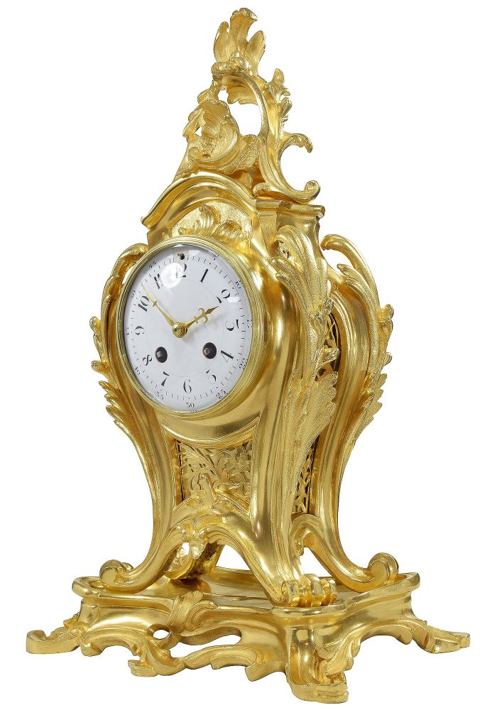 Pendule cartel style Louis XV en bronze doré Napoléon III