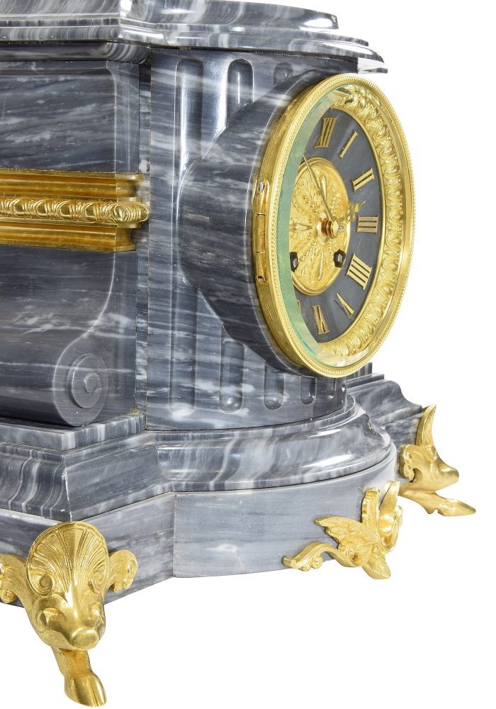 Pendule en marbre bleu turquin Napoléon III – Image 4