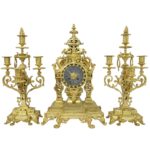 Pendule et chandeliers en bronze doré Néo-Classique (5)