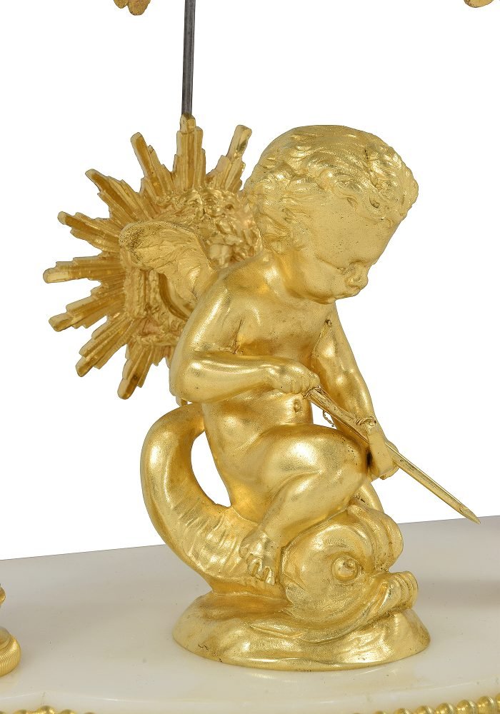 Pendule portique en marbre et bronze doré Napoléon III – Image 6