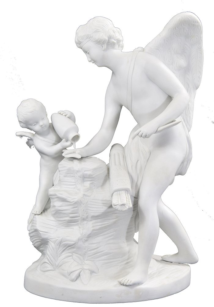 Sculture en biscuit signé Boizot "Angelot Forgeron"