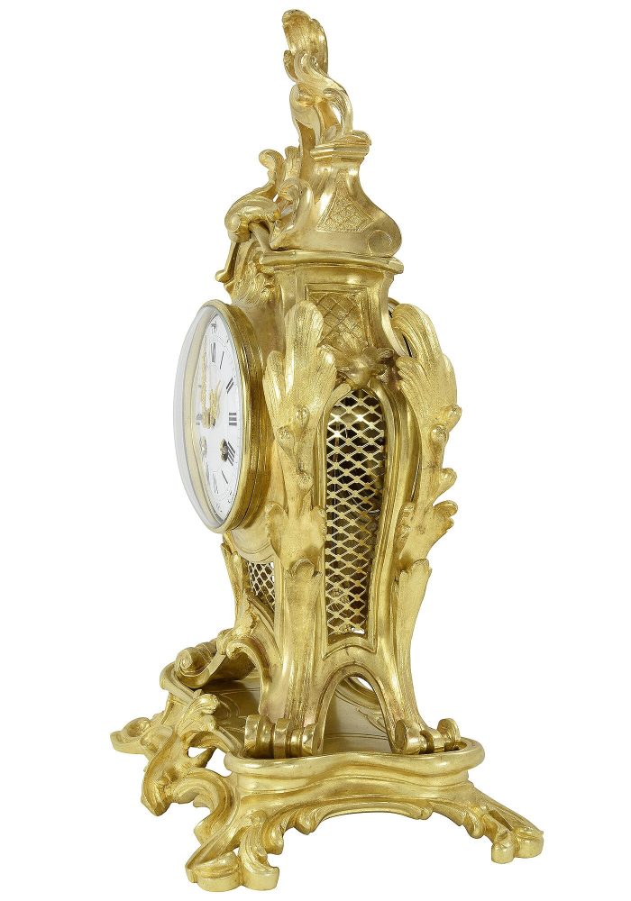 Pendule cartel style Louis XV en bronze doré Napoléon III – Bild 6