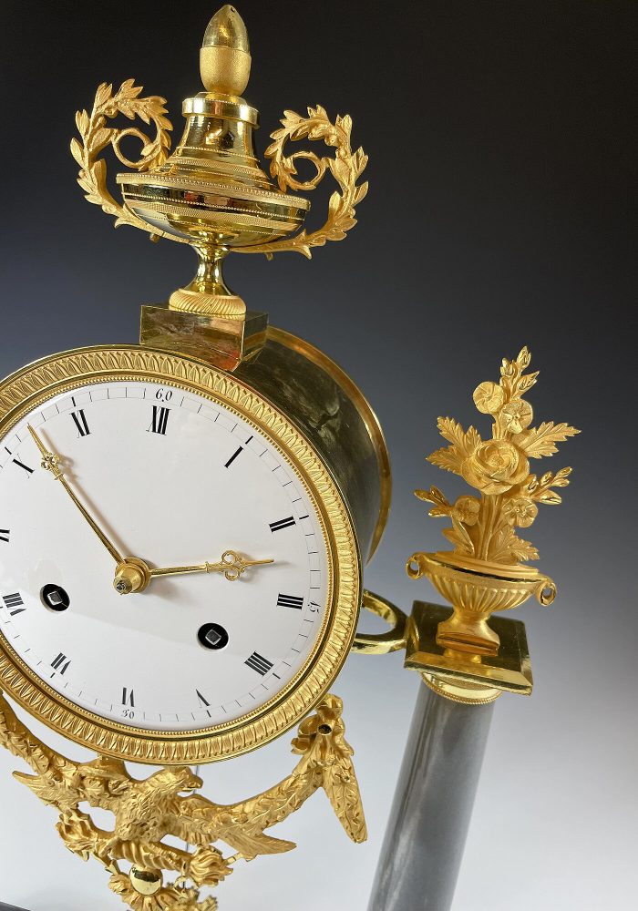 Pendule Empire bronze doré au mercure et marbre turquin - Image 8