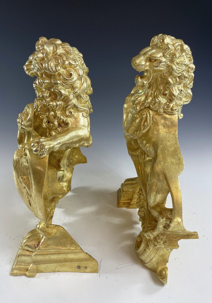 Paire de lions en bronze XIXème – Image 8