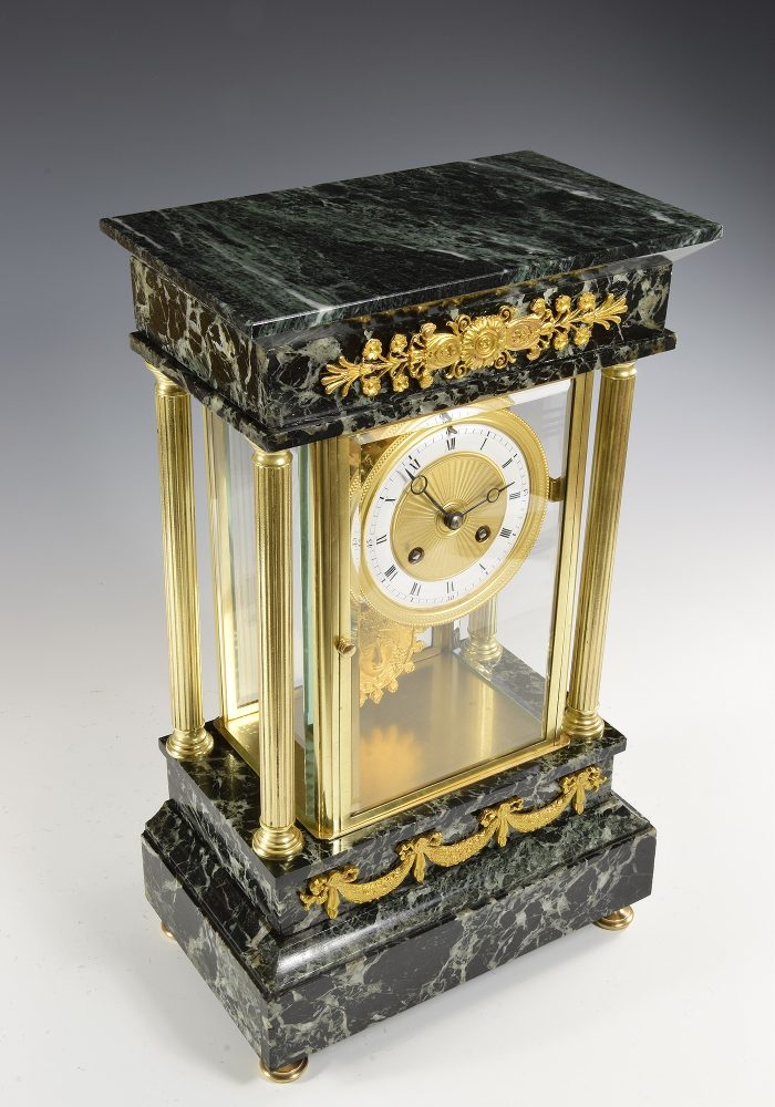 Pendule cage vitré bronze et marbre XIXème – Image 4