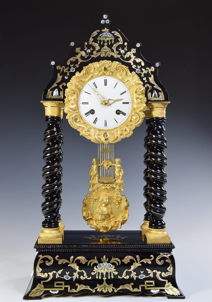 Pendule portique en marqueterie ROLLIN 1840