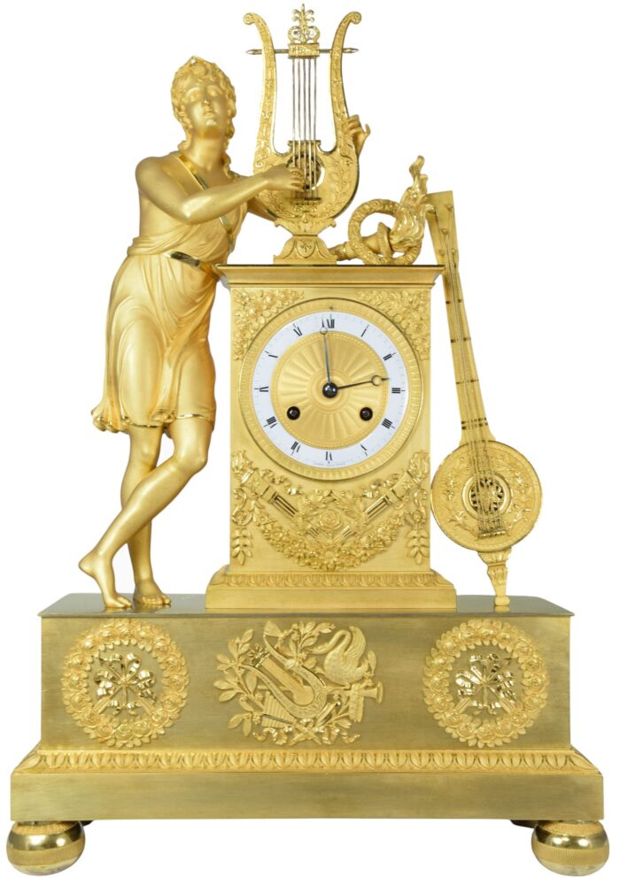 Pendule Empire "Apollon"  CLERET ELEVE DE ROBIN