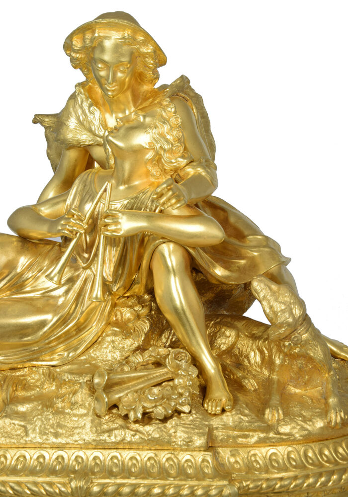Pendule "Pâris le berger" bronze doré au mercure 1850 – Image 8