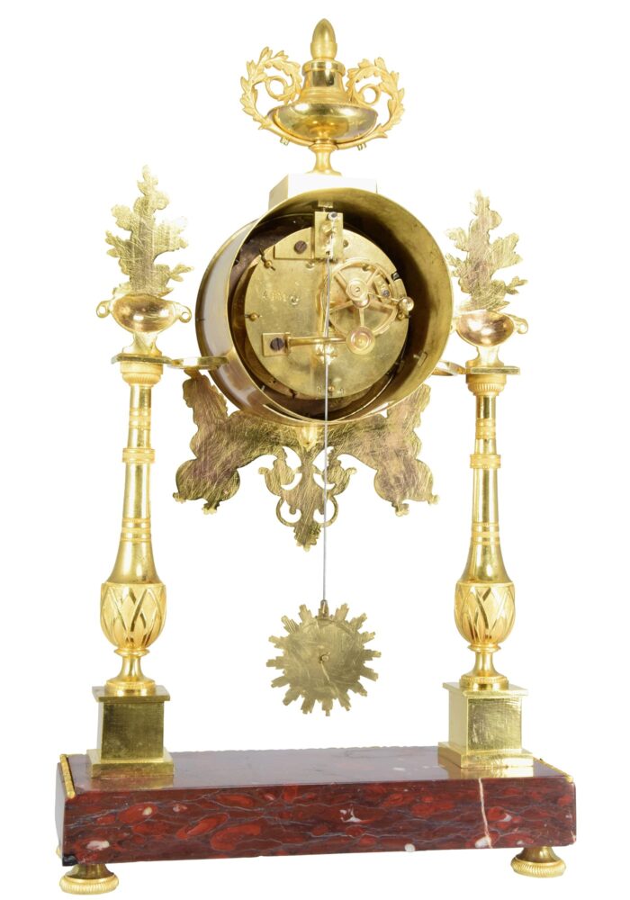 Pendule portique en bronze doré au mercure et marbre - Image 9