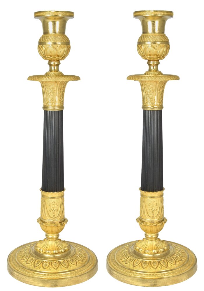 Grande paire de bougeoirs d'époque Restauration 1820 – Image 3