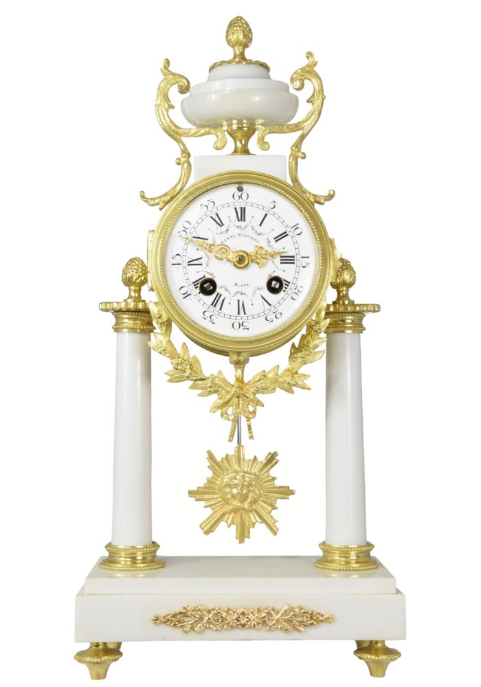 Pendule portique marbre de carrare et bronze doré Napoléon III