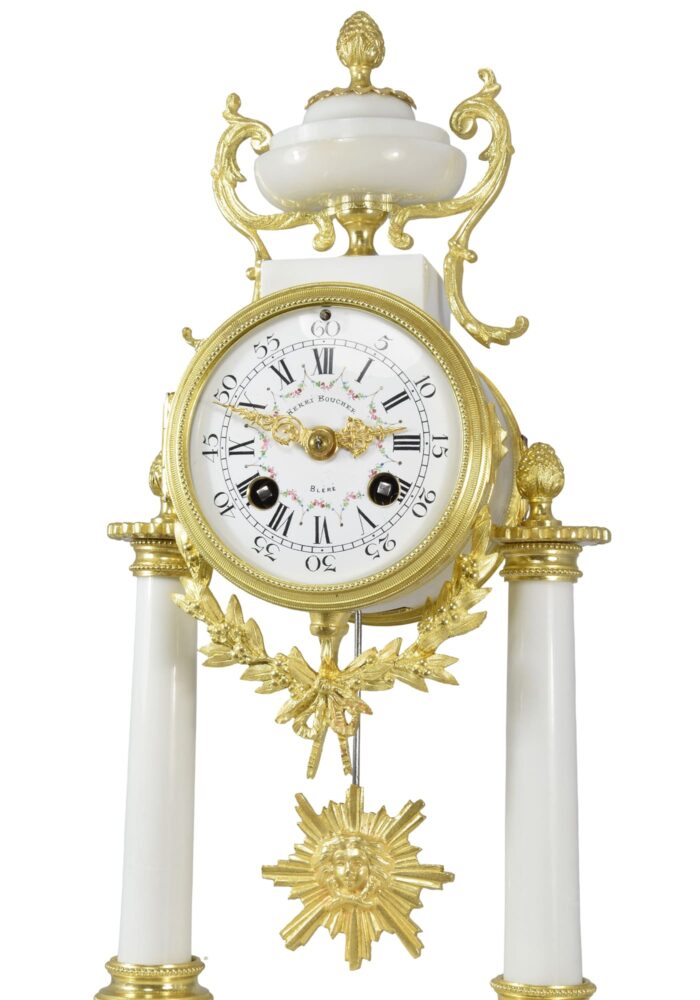 Pendule portique marbre de carrare et bronze doré Napoléon III – Image 7