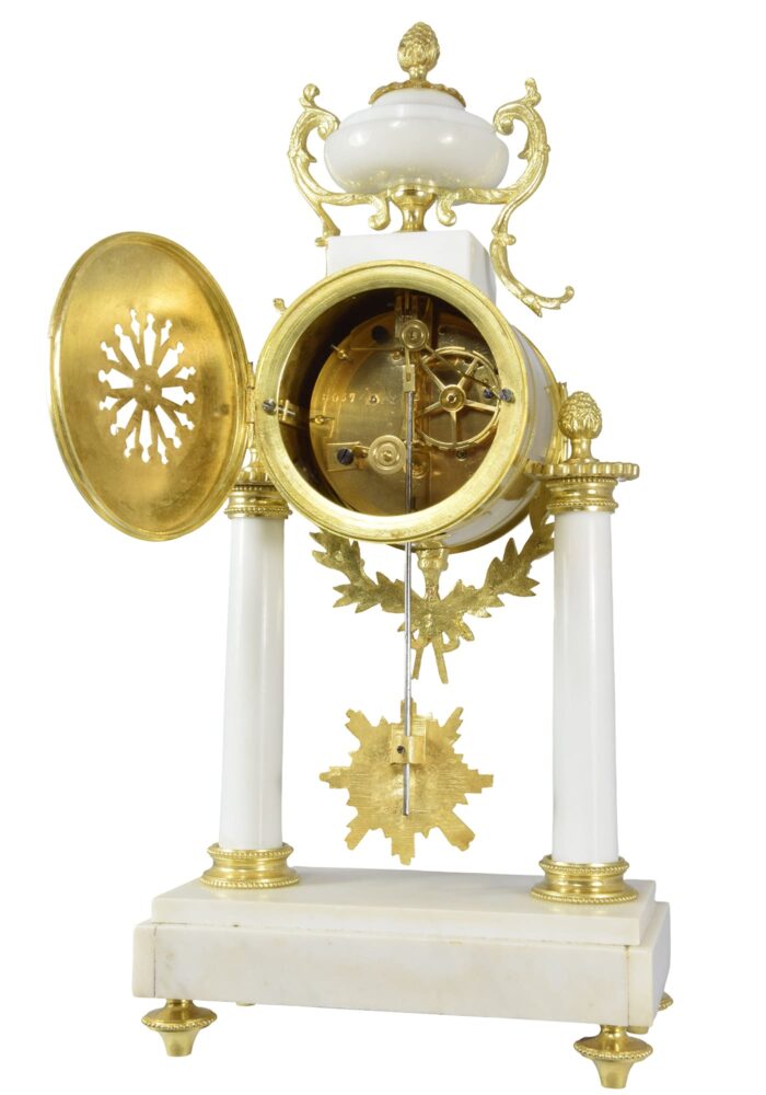 Pendule portique marbre de carrare et bronze doré Napoléon III – Image 9
