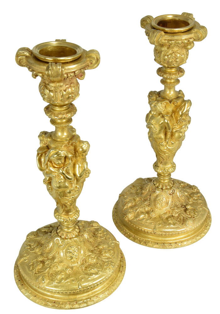 Paire de bougeoirs "buste cherubins" Epoque Napoléon III - Image 4