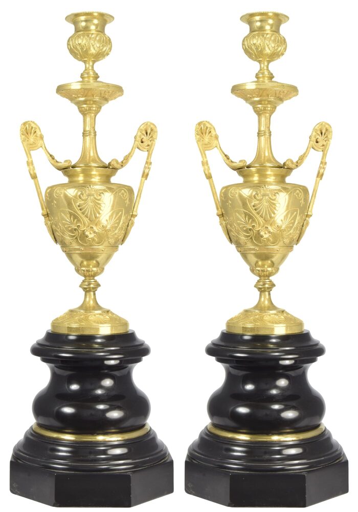 Paire de bougeoirs Néo-classique Epoque Napoléon III - Image 4