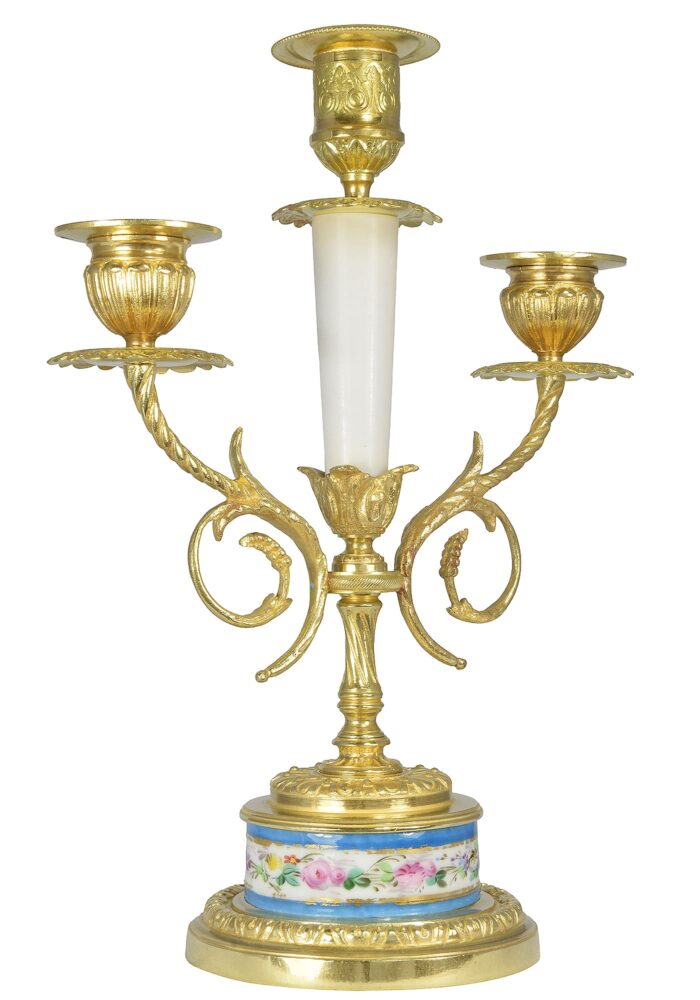 Paire de chandeliers bronze et porcelaine XIXème – Bild 5
