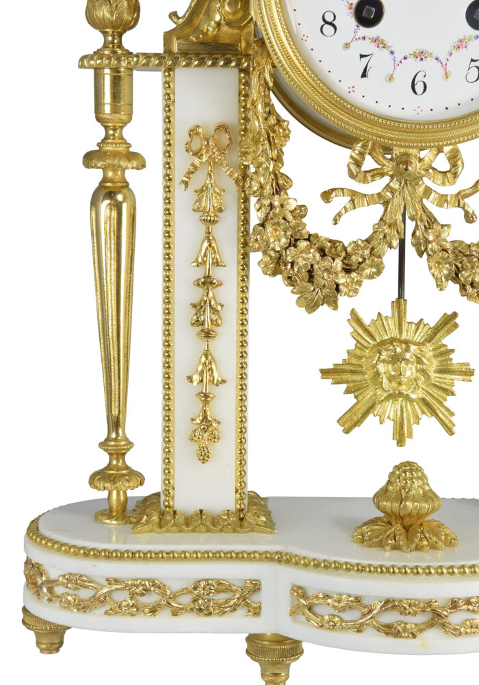 Pendule portique marbre de carrare et bronze doré Napoléon III – Bild 7