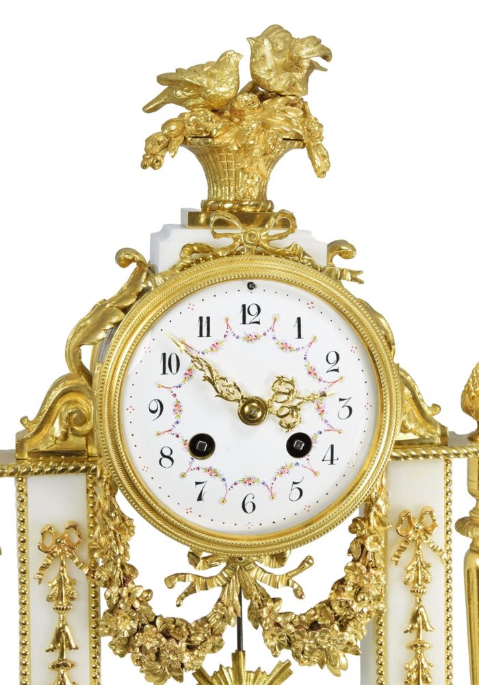 Pendule portique marbre de carrare et bronze doré Napoléon III - Image 4