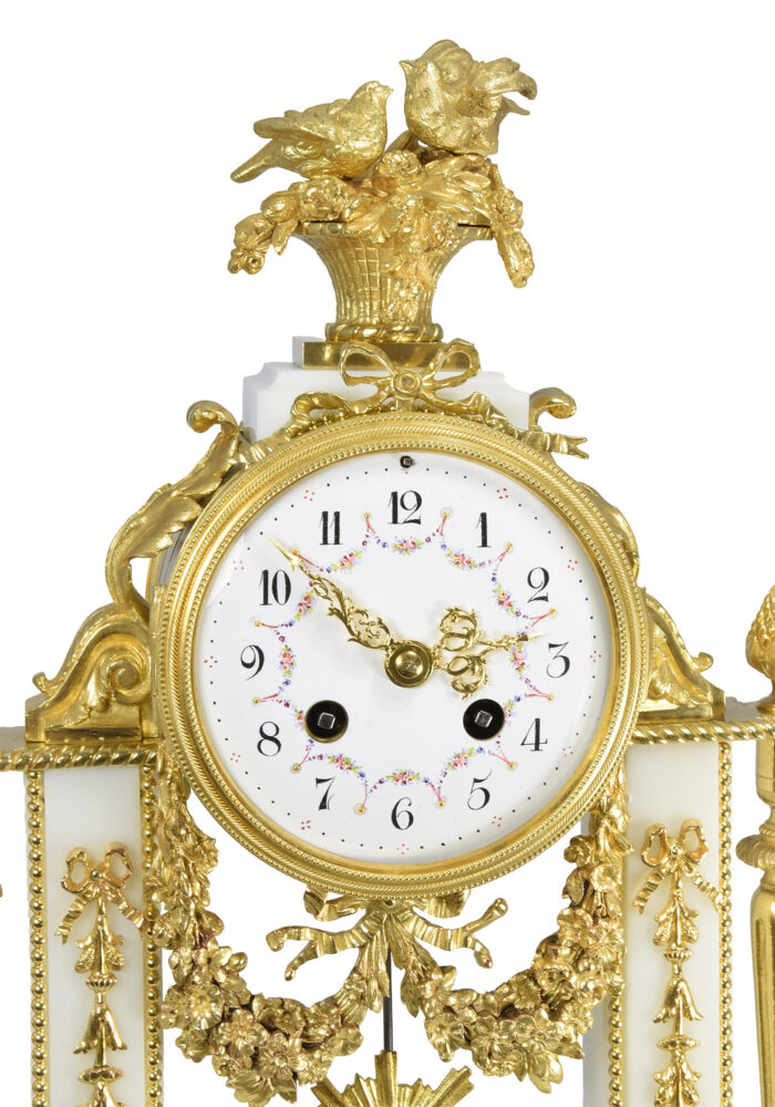 Pendule portique marbre de carrare et bronze doré Napoléon III – Bild 6