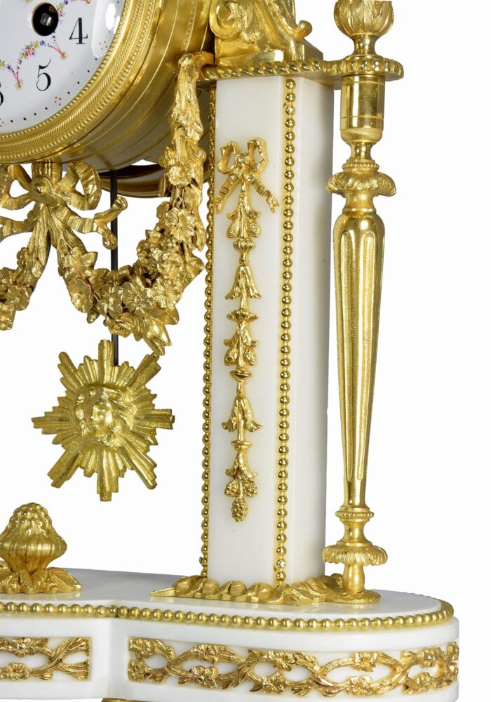 Pendule portique marbre de carrare et bronze doré Napoléon III - Image 6