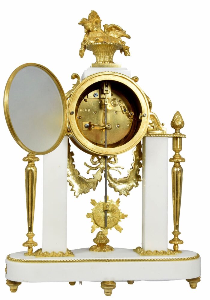 Pendule portique marbre de carrare et bronze doré Napoléon III - Image 8