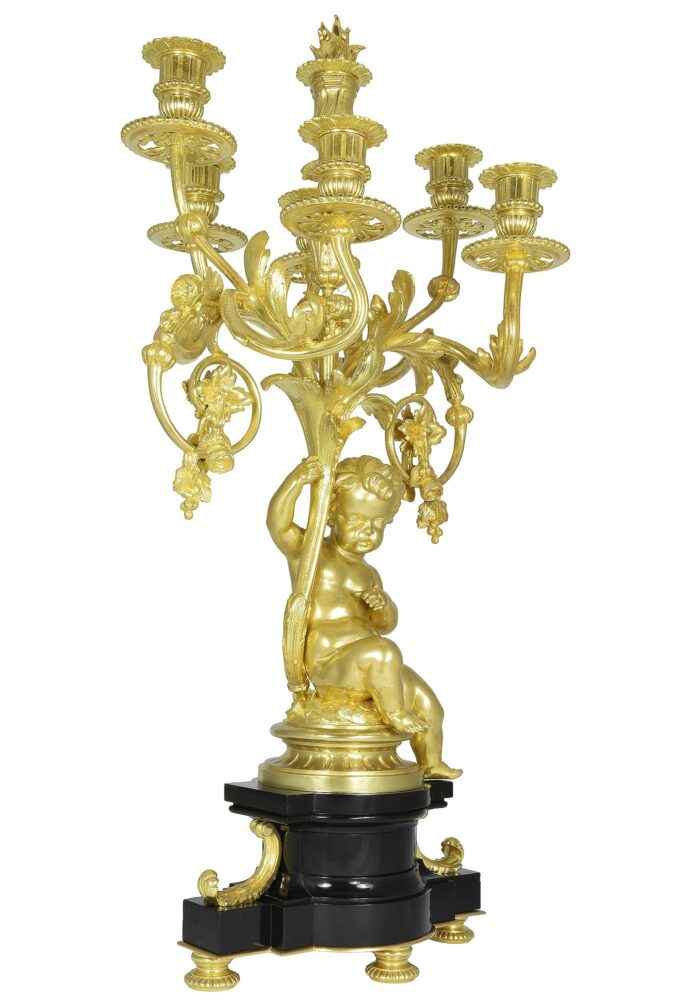 XL candélabre en bronze doré Napoléon III – Image 6
